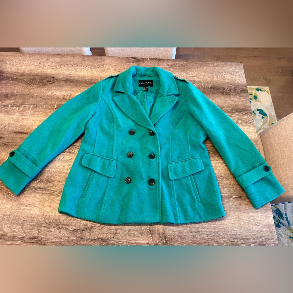 IB Diffusion Green Faux Wool Pea Coat - Sz. XL (Only Worn 2-3 Times)